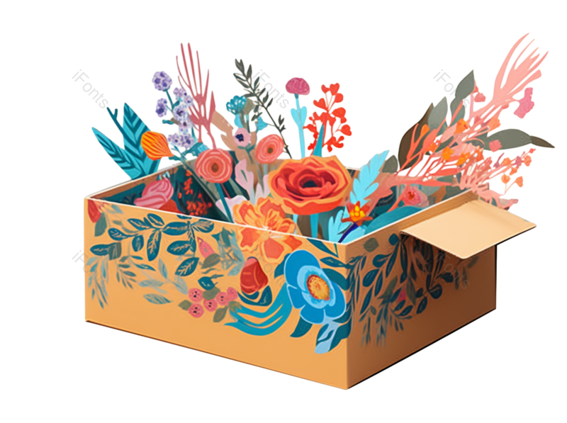 节日图片,520元素,花朵插画PNG,盒子免抠素材